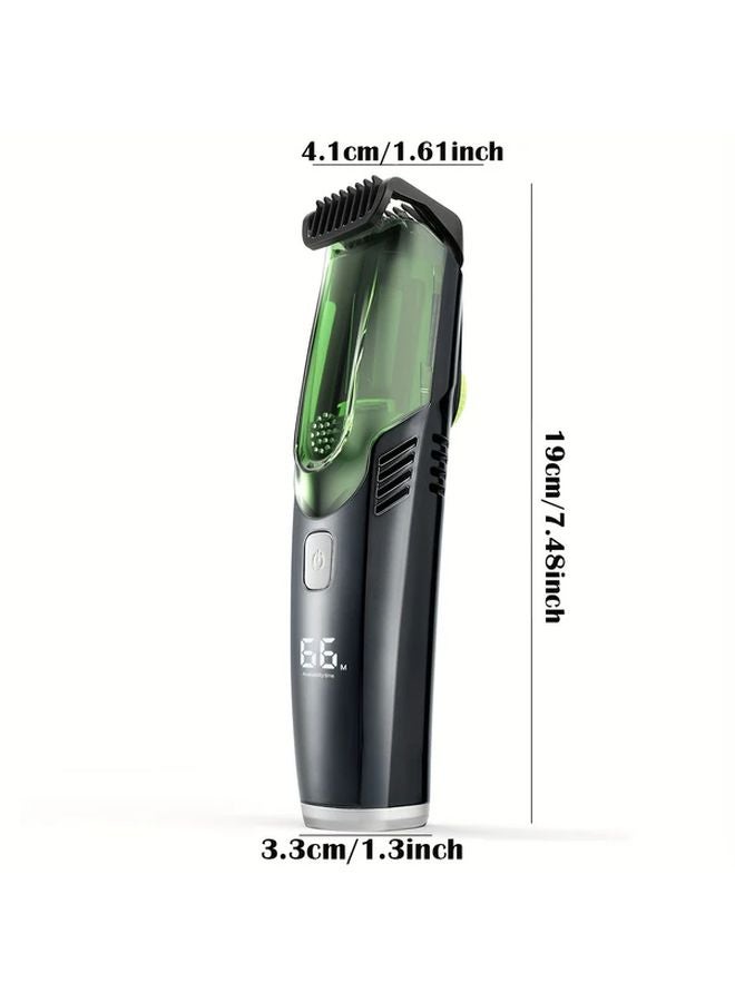 Black Mens Beard Trimmer Self Feeding Body Hair Remover USB Rechargeable LED Display - Image 4